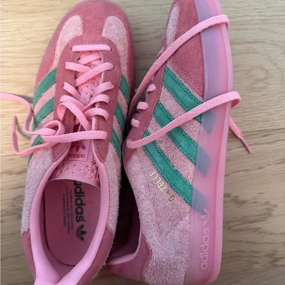 Adidas Pink and Green Suede Gazelle Sneakers - Picture 3 of 4